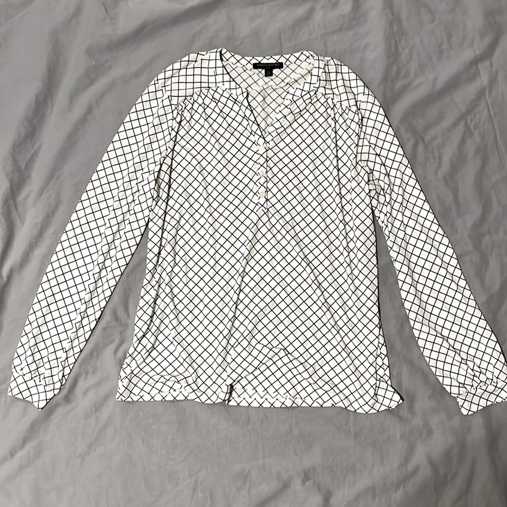 Banana Republic Black and White Patterned Blouse size M
